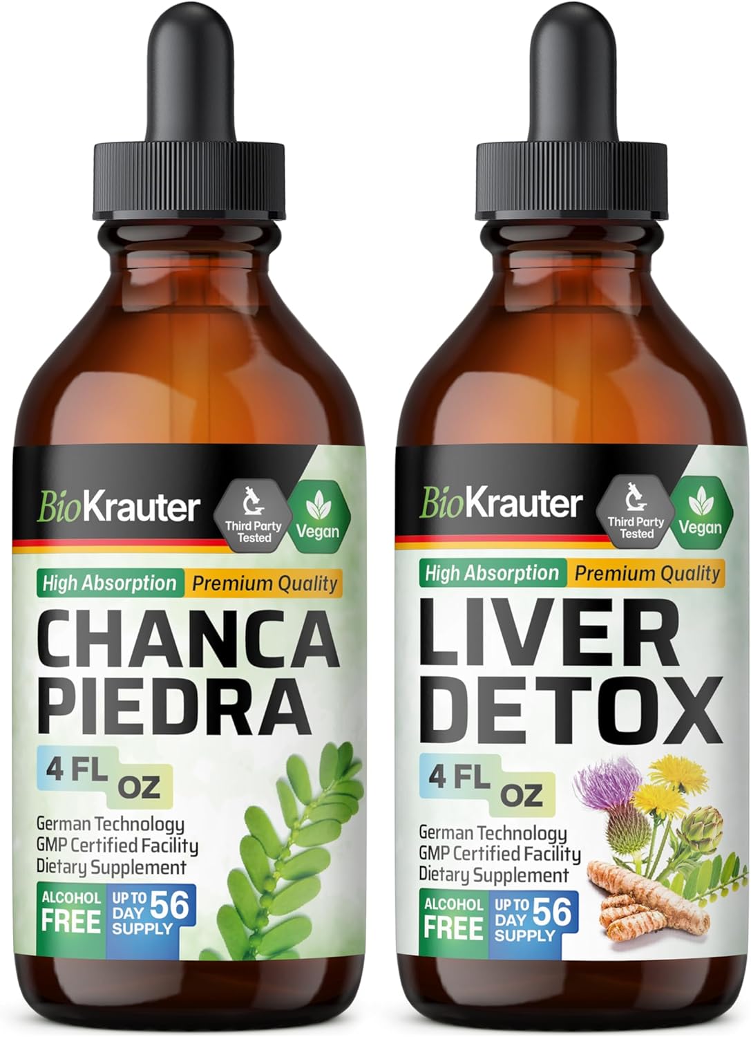 Liver Detox Tincture with BIO KRAUTER Chanca Piedra - 4 Fl. Oz. Combination Pack