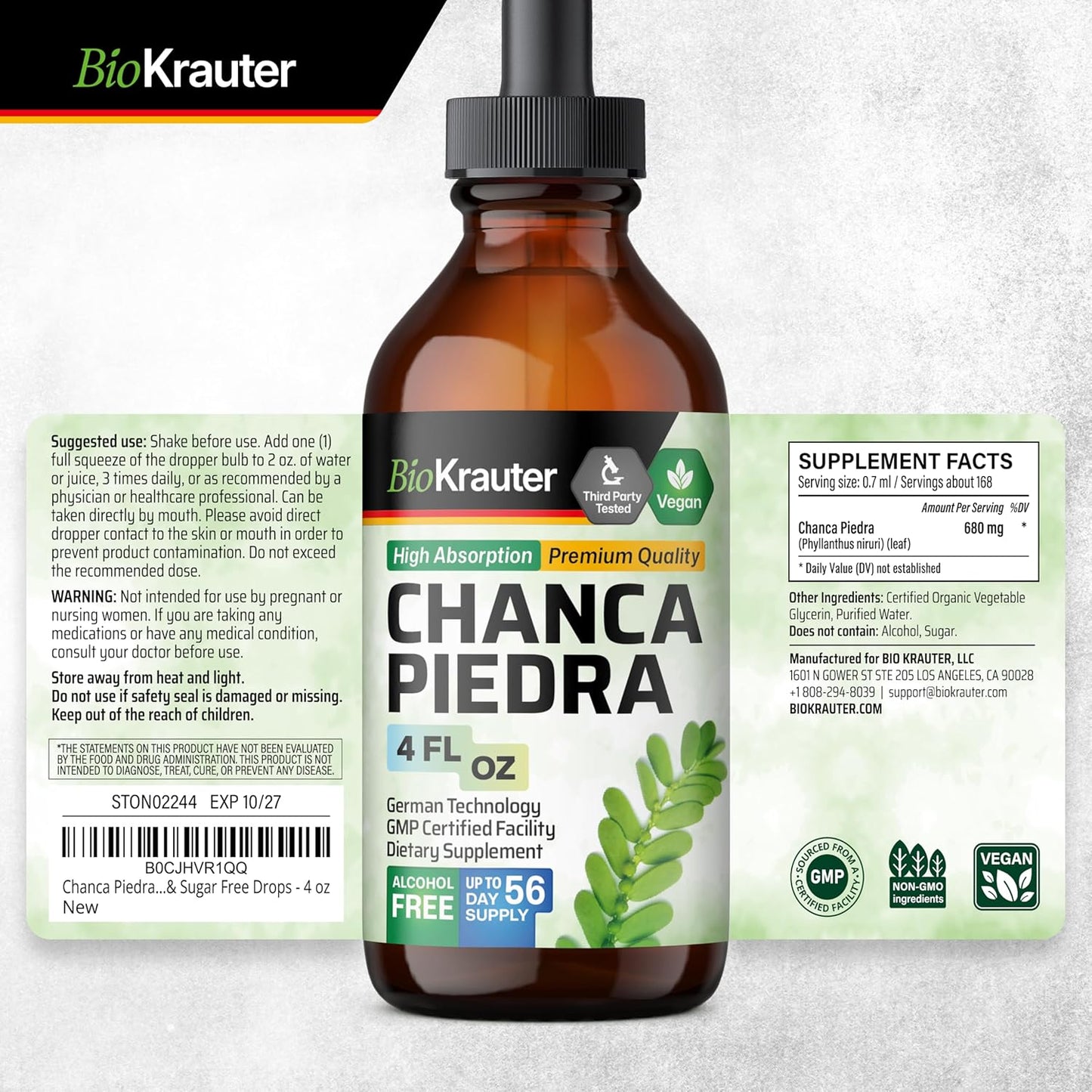 Liver Detox Tincture with BIO KRAUTER Chanca Piedra - 4 Fl. Oz. Combination Pack