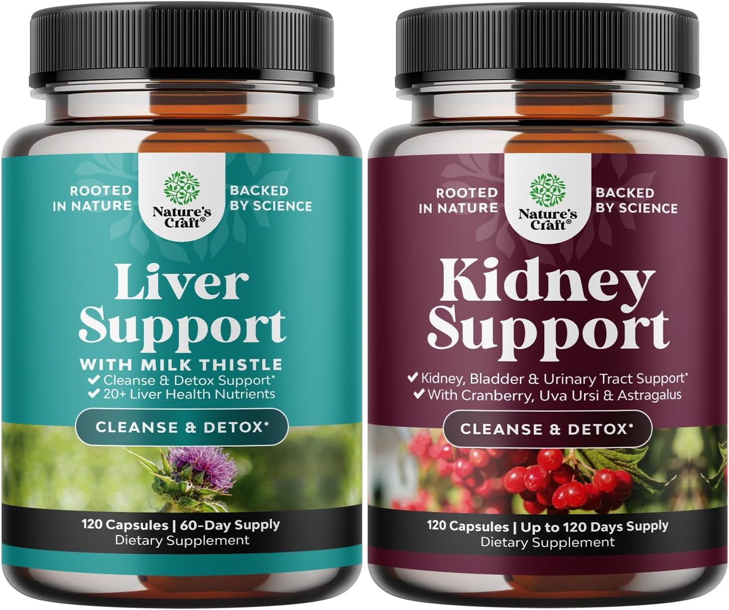 Liver Health: Liver Cleanse & Repair Bundle with Milk Thistle, Dandelion Root, Turmeric, Artichoke Extract, and Cranberry Supplement for Men and Women