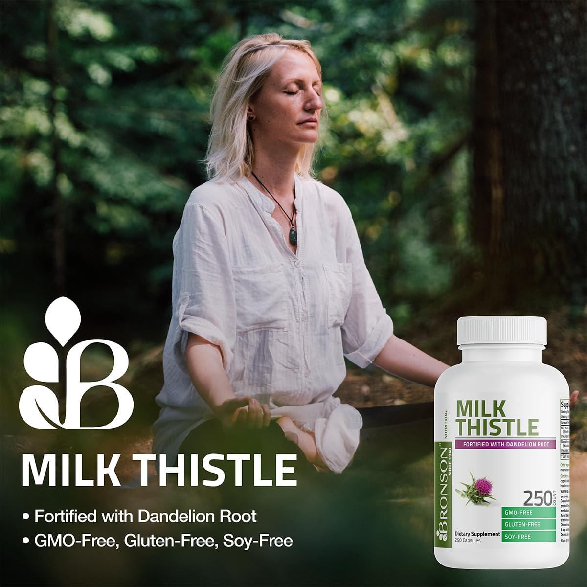 Liver Health Support: Bronson Milk Thistle & Dandelion Root Supplement - Antioxidant & Detox Support, 250 Capsules - BoostGo Australia