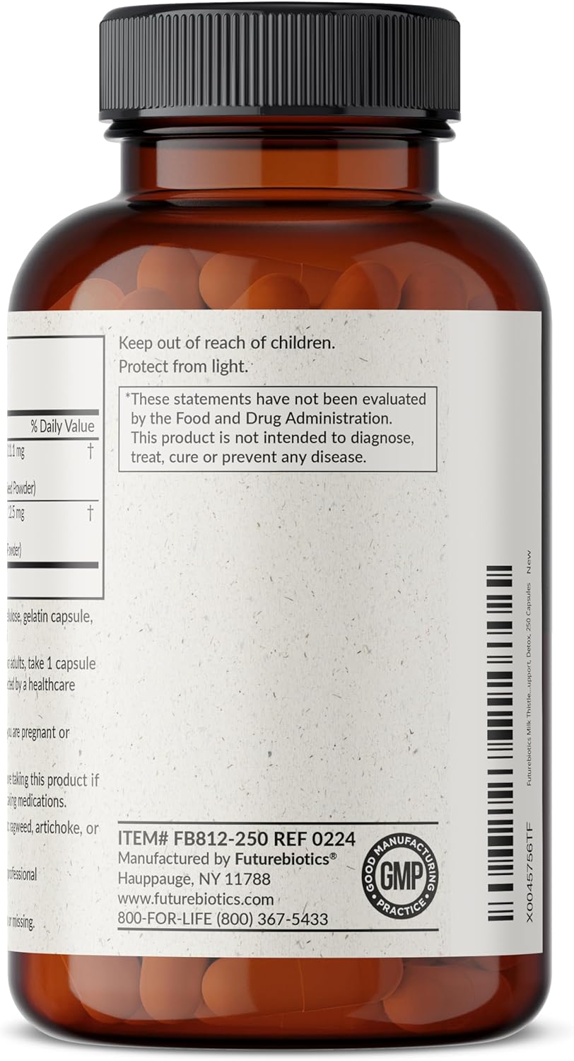 Liver Health Support Capsules with Milk Thistle, Silymarin, Marianum, Dandelion Root - Antioxidant Detox Formula - 250 Count