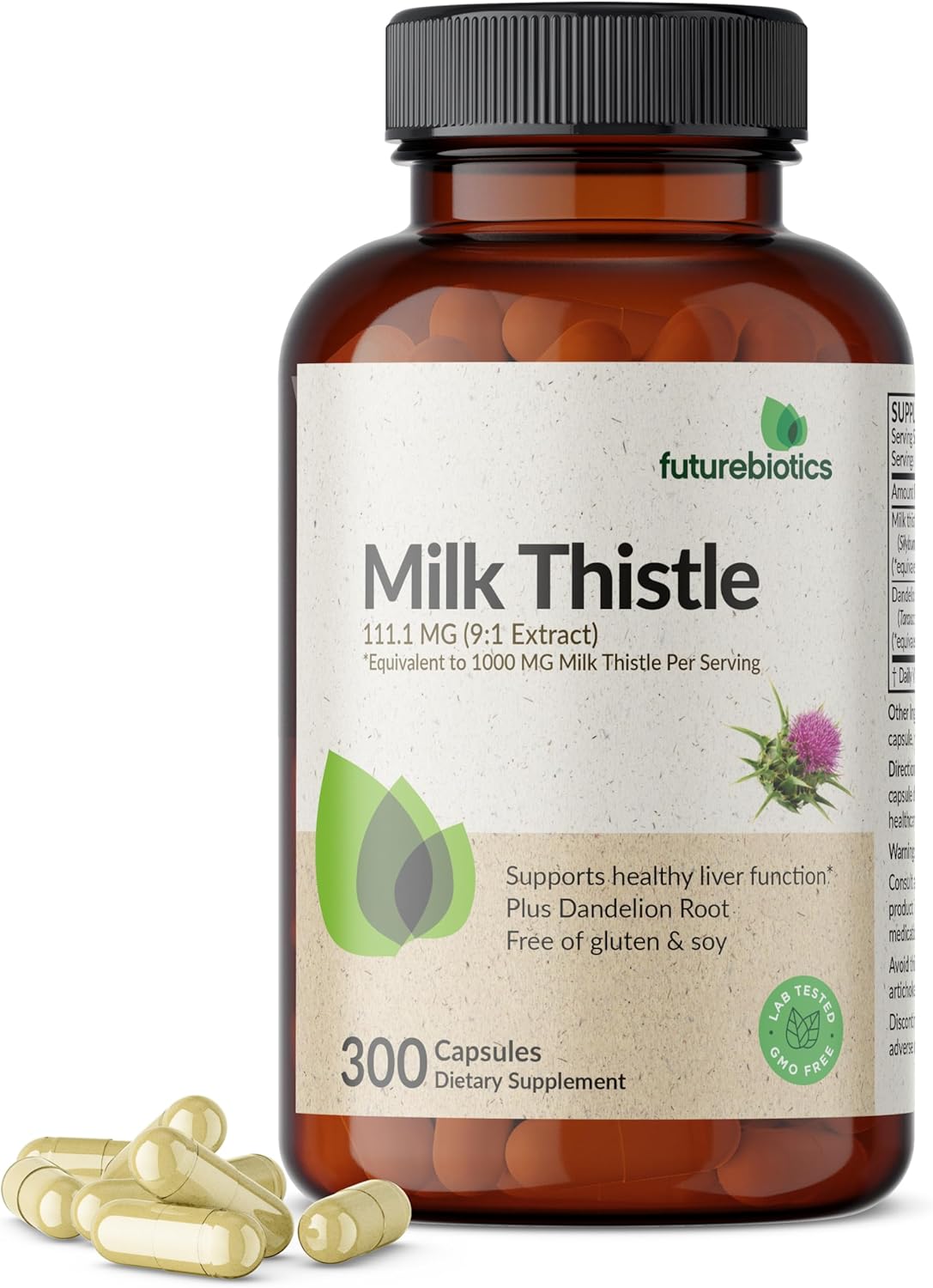 Liver Health Support: Milk Thistle & Dandelion Root Capsules, Antioxidant & Detox Formula - 300 Count.