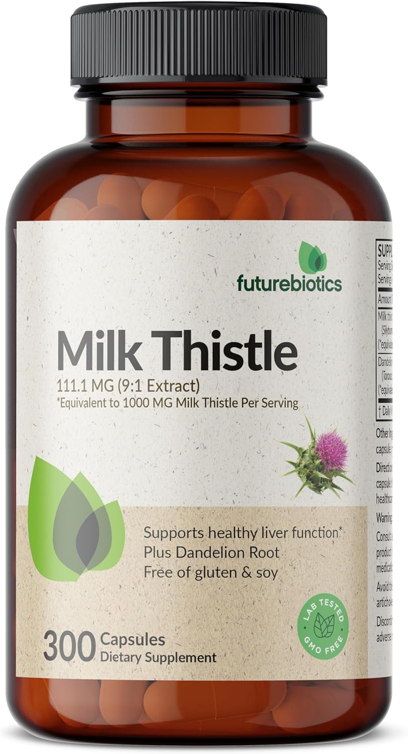 Liver Health Support: Milk Thistle & Dandelion Root Capsules, Antioxidant & Detox Formula - 300 Count.