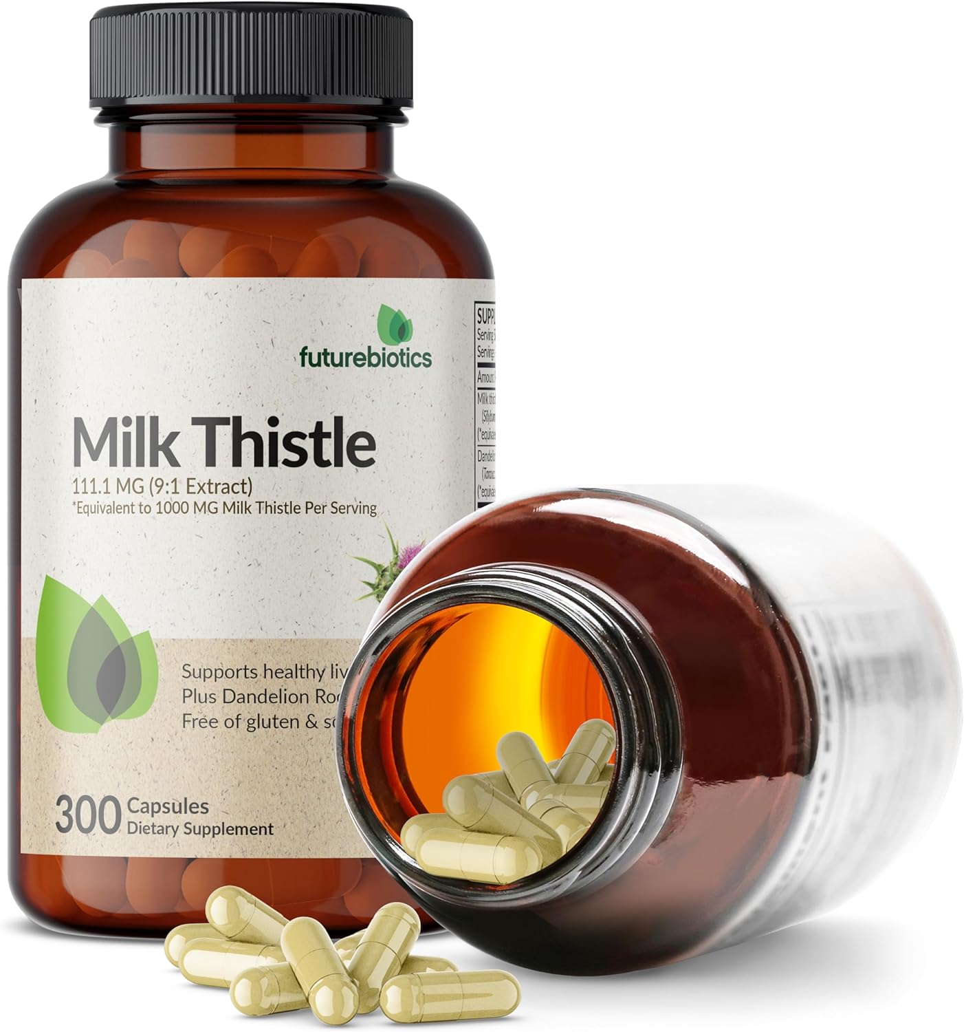 Liver Health Support: Milk Thistle & Dandelion Root Capsules, Antioxidant & Detox Formula - 300 Count.