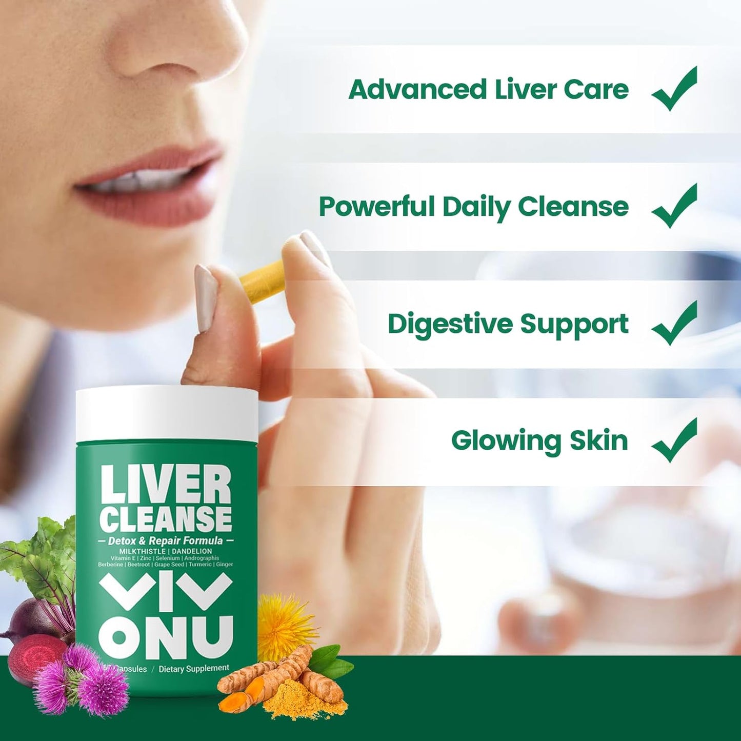 Liver Health Support: VivoNu Milk Thistle & Dandelion Root Antioxidant Detox Capsules