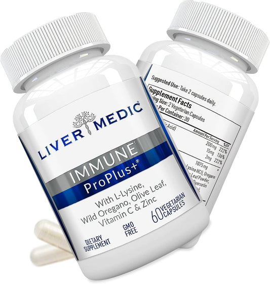 Liver Medic Immune ProPlus+ 12-in-1 Immune Booster with Elderberry, Vitamin C, Zinc - 60 Capsules for Adults