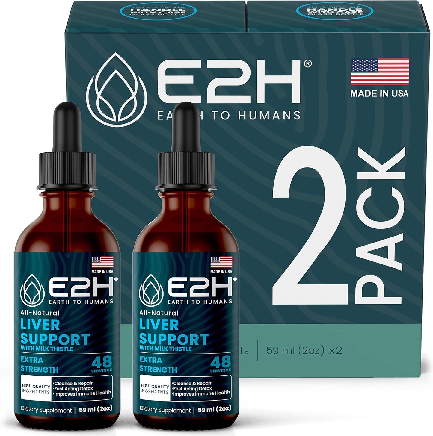 Liver Support and Chlorophyll Liquid Drops Bundle - Vegan, Non-GMO (6 Fl Oz)