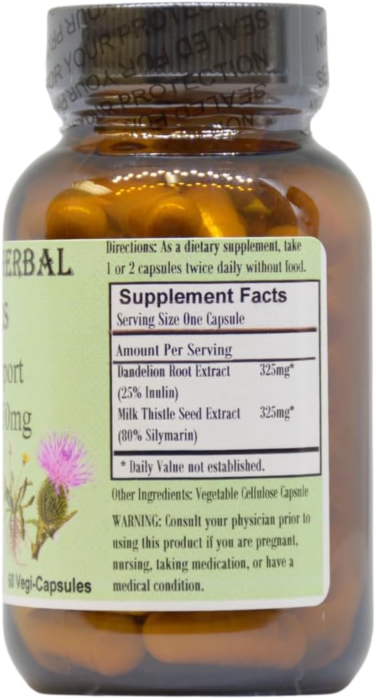 Liver Support Formula with Dandelion Root & Milk Thistle Extract - 650mg Capsules - 60 Vegan Capsules - Stearate-Free