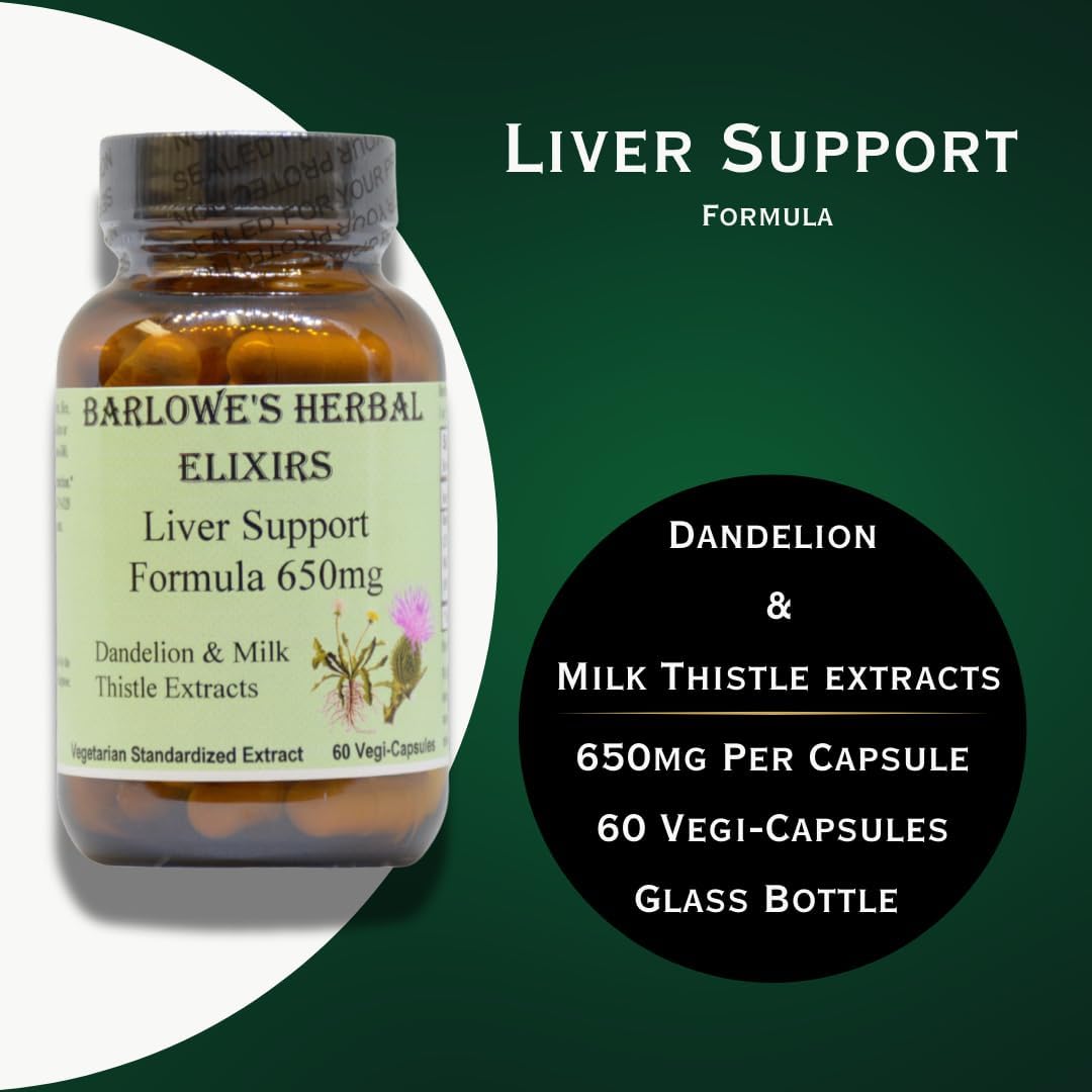 Liver Support Formula with Dandelion Root & Milk Thistle Extract - 650mg Capsules - 60 Vegan Capsules - Stearate-Free