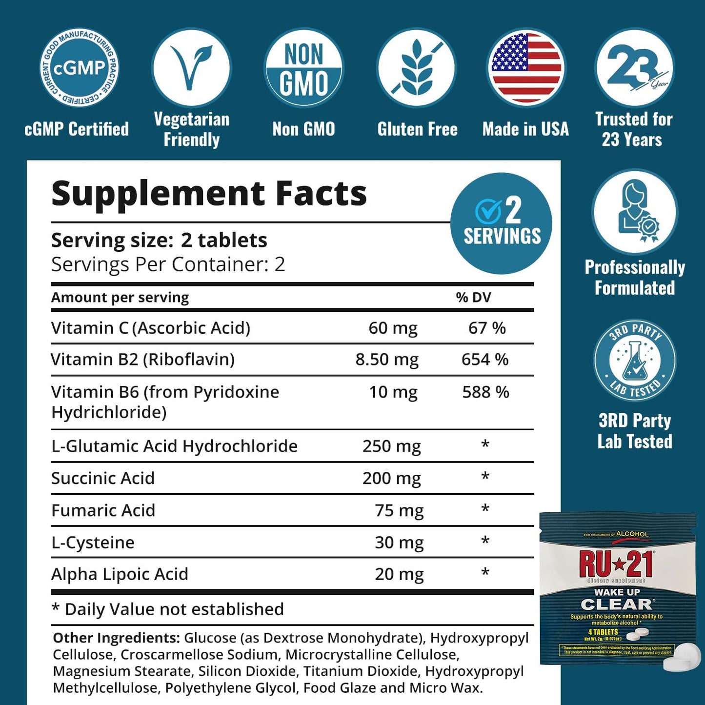 Liver Support Supplement for Clear Mornings After Celebrating | 23 Years Trusted, Made in USA | Easy-to-Carry Packet (4 Pills, 2 Servings)