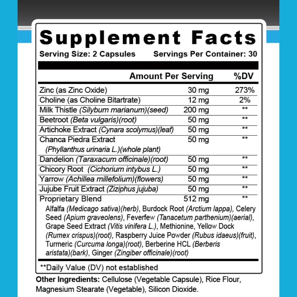 Liver Support Supplement with Choline, Milk Thistle, and Artichoke Extract for Optimal Liver Health - Natural Ingredients for Maximal Support