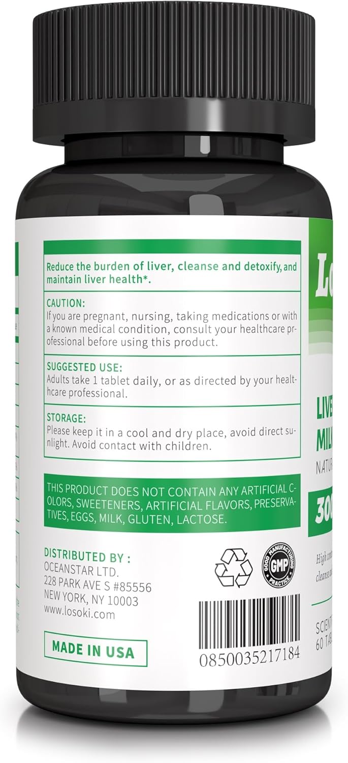 Liver Support Supplement with Milk Thistle, Artichoke, and Turmeric - Promotes Digestive Wellness - 60 Tablets