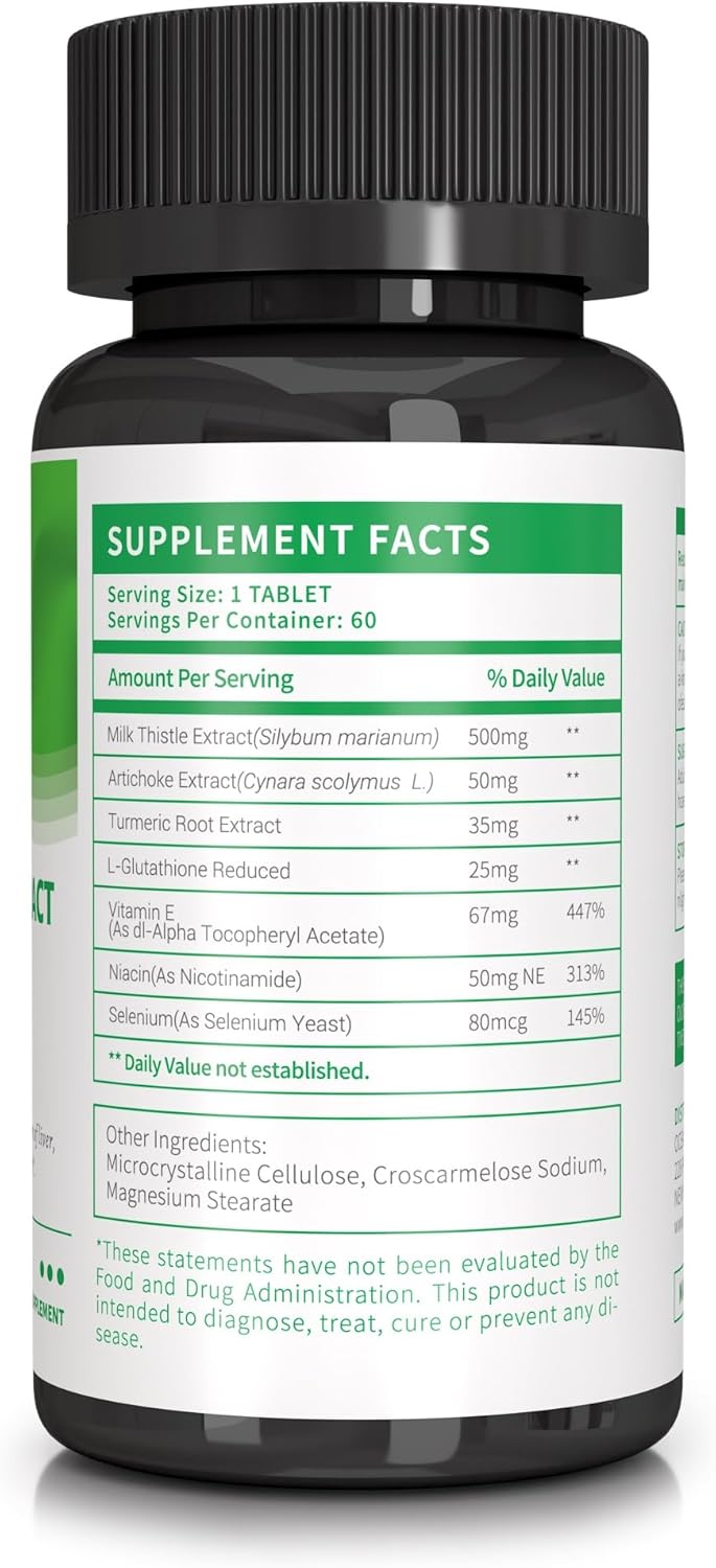 Liver Support Supplement with Milk Thistle, Artichoke, and Turmeric - Promotes Digestive Wellness - 60 Tablets