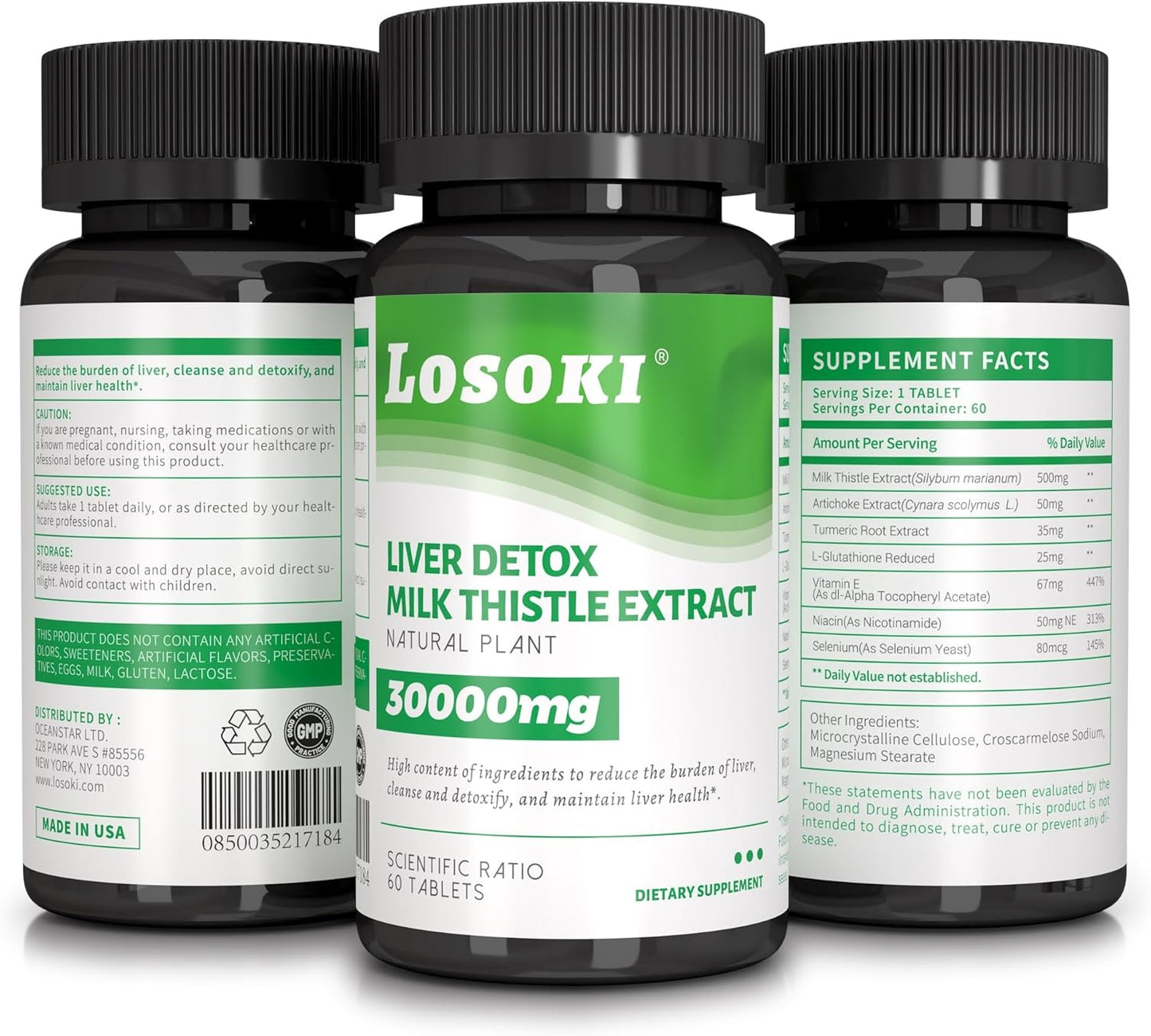 Liver Support Supplement with Milk Thistle, Artichoke, and Turmeric - Promotes Digestive Wellness - 60 Tablets