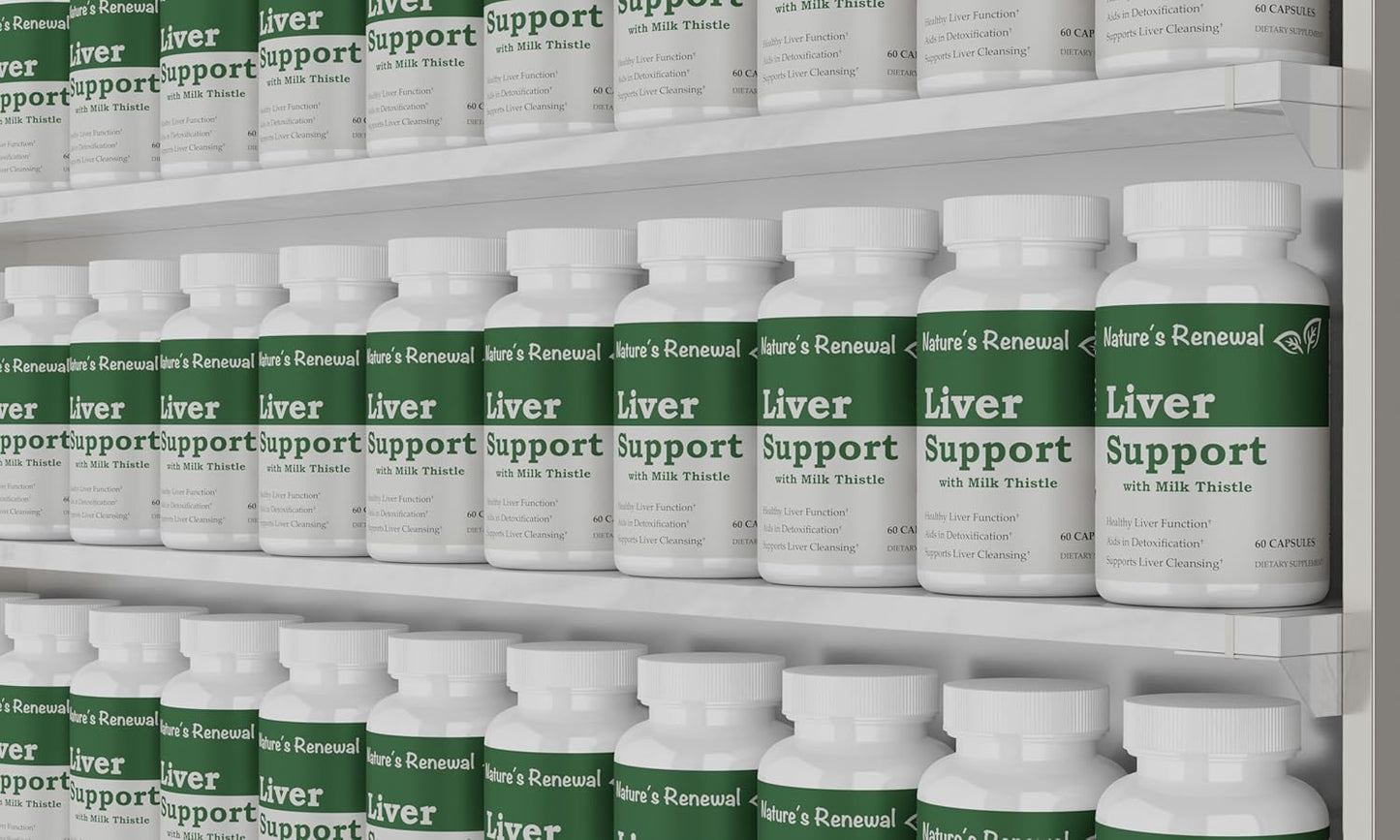 Liver Support Supplement with Milk Thistle, Dandelion, Artichoke, Choline, Turmeric - Cleanse & Detox Formula for Renewal & Recovery - 60 Capsules
