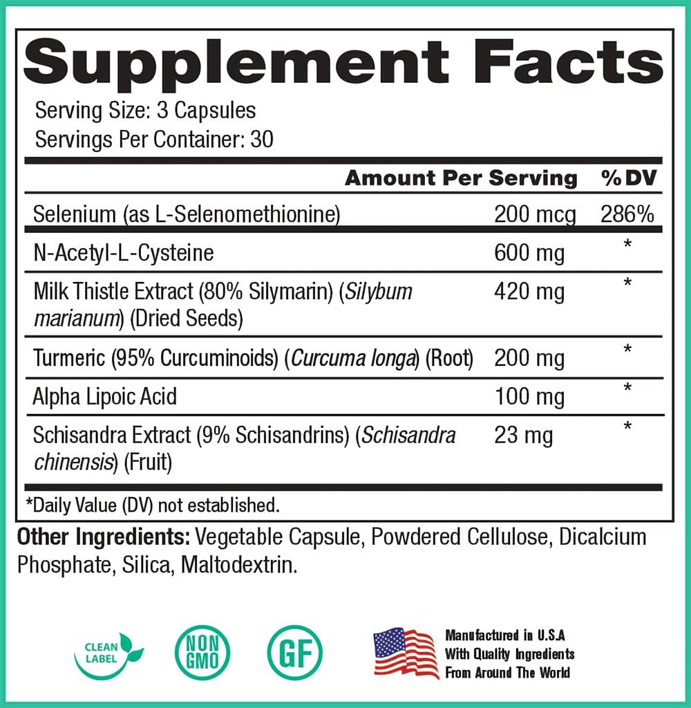 Liver Support Supplement with Milk Thistle for Liver Cleanse and Detox - 90 Capsules by Peak Pure & Natural