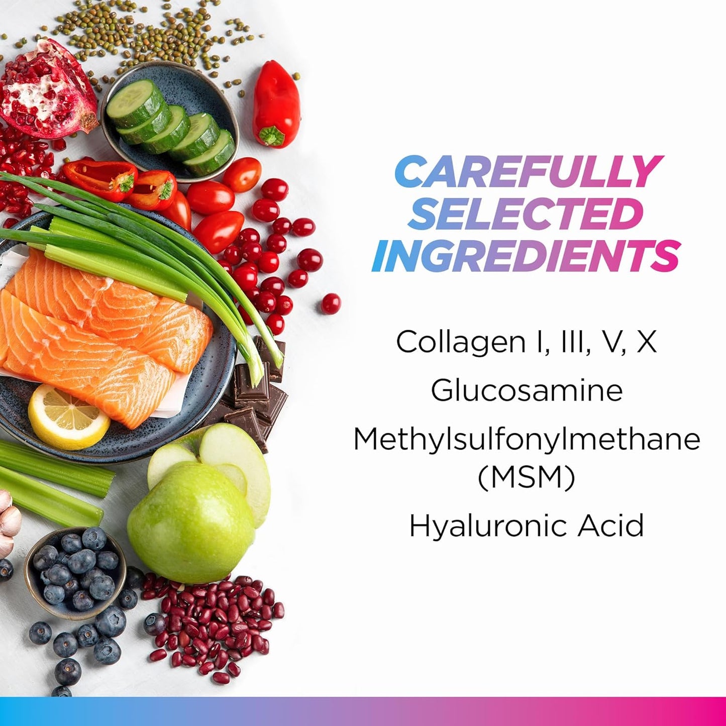 Livingood Daily Collagen Plus Joint Support Capsules - Grass-Fed Multi Collagen Peptides with Hyaluronic Acid & MSM - Promotes Healthy Hair, Skin, Nails, Flexibility & Mobility - Keto & Gluten Free - 120 Count