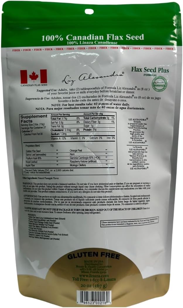 LIZ ALEXANDRA Linaza Fiber Supplement 20 oz - Exclusive Blend for Digestive Health and Wellness