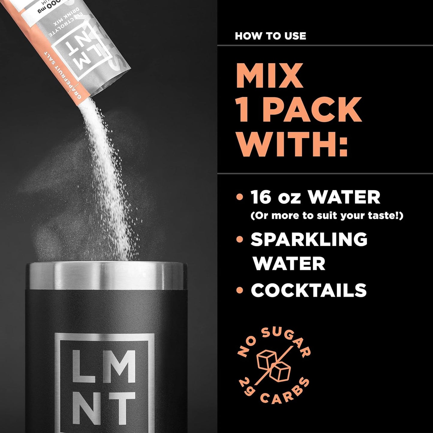 LMNT Electrolyte Drink Mix - Grapefruit Salt Flavor, Zero Sugar | 30 Pack - BoostGo Australia