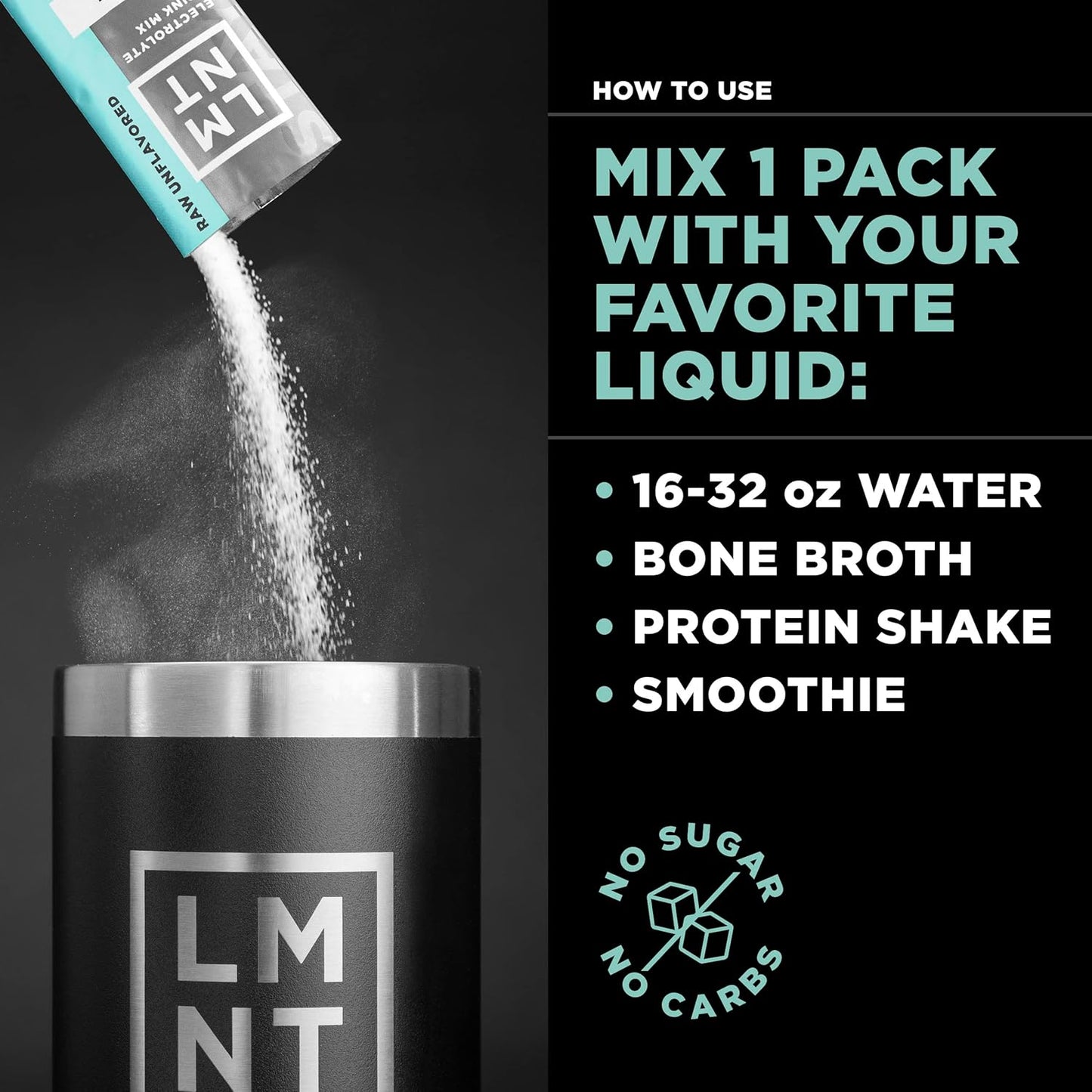 LMNT Zero Sugar Electrolyte Drink Mix with Raw Unflavored Salt - 30 Count Pack