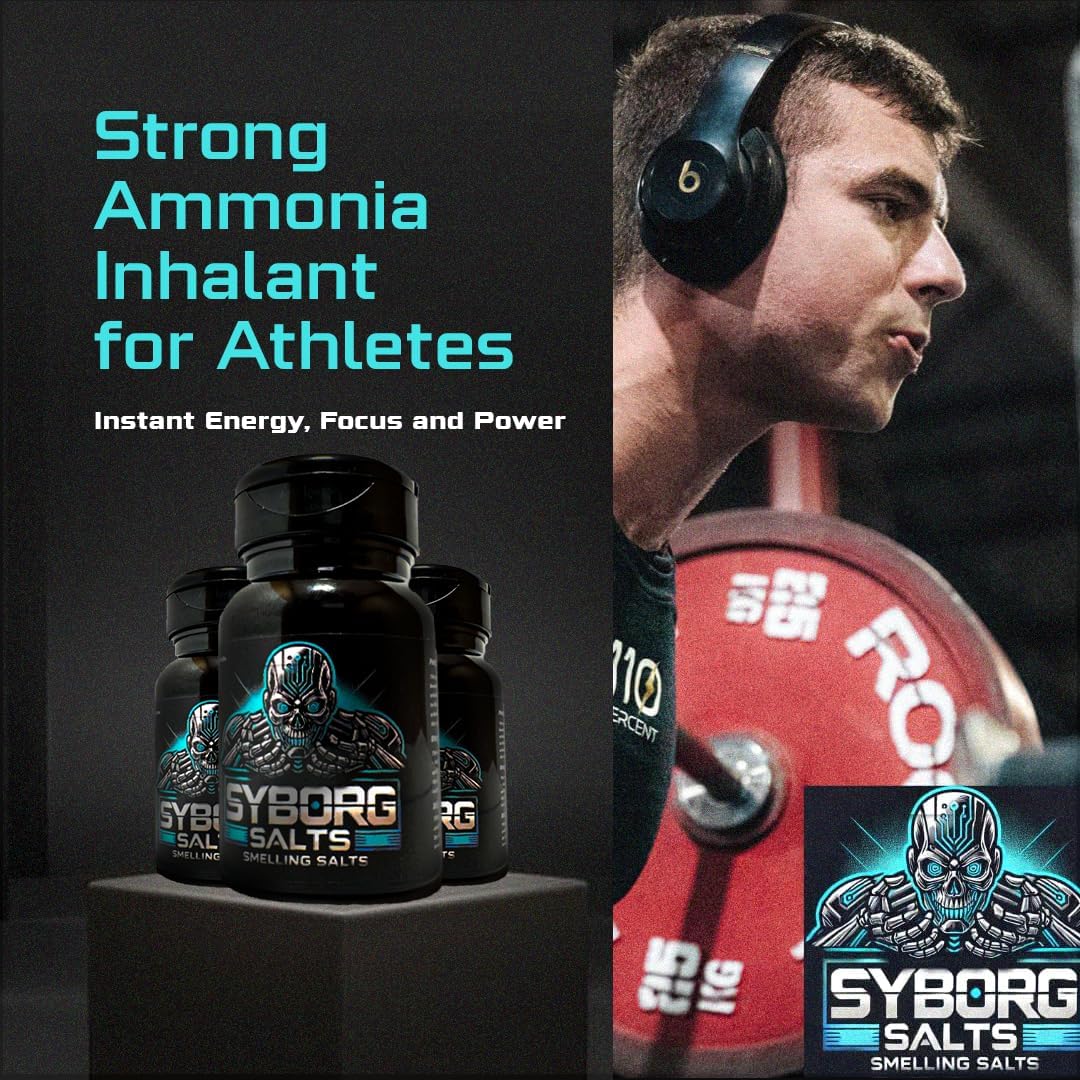 Long-Lasting Smelling Salt with Powerful Ammonia for Athletes in Powerlifting, Hockey, Football, and Weight Lifting