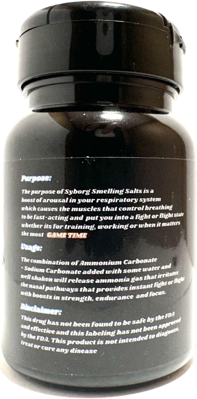 Long-Lasting Smelling Salt with Powerful Ammonia for Athletes in Powerlifting, Hockey, Football, and Weight Lifting