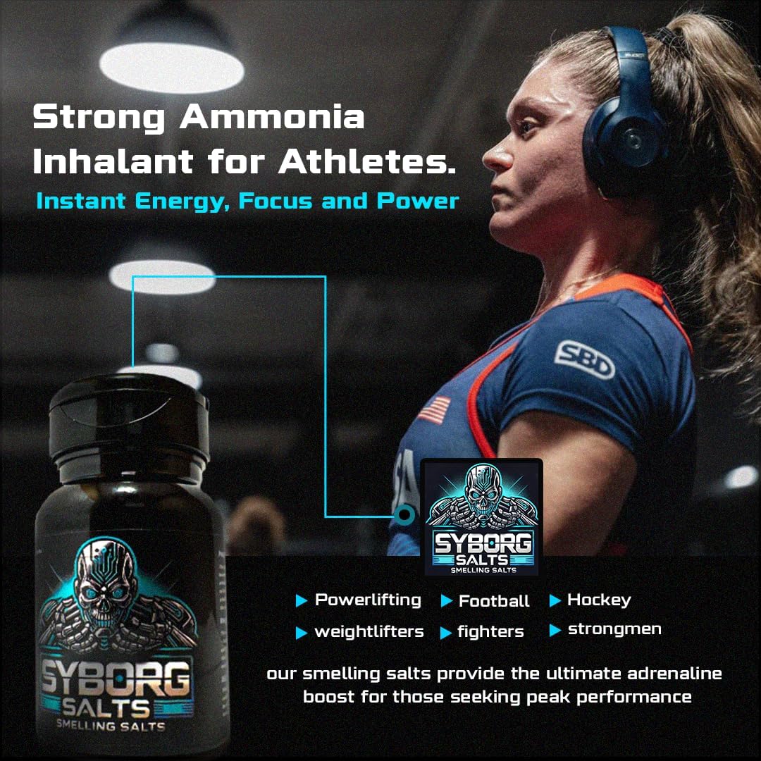 Long-Lasting Smelling Salt with Powerful Ammonia for Athletes in Powerlifting, Hockey, Football, and Weight Lifting