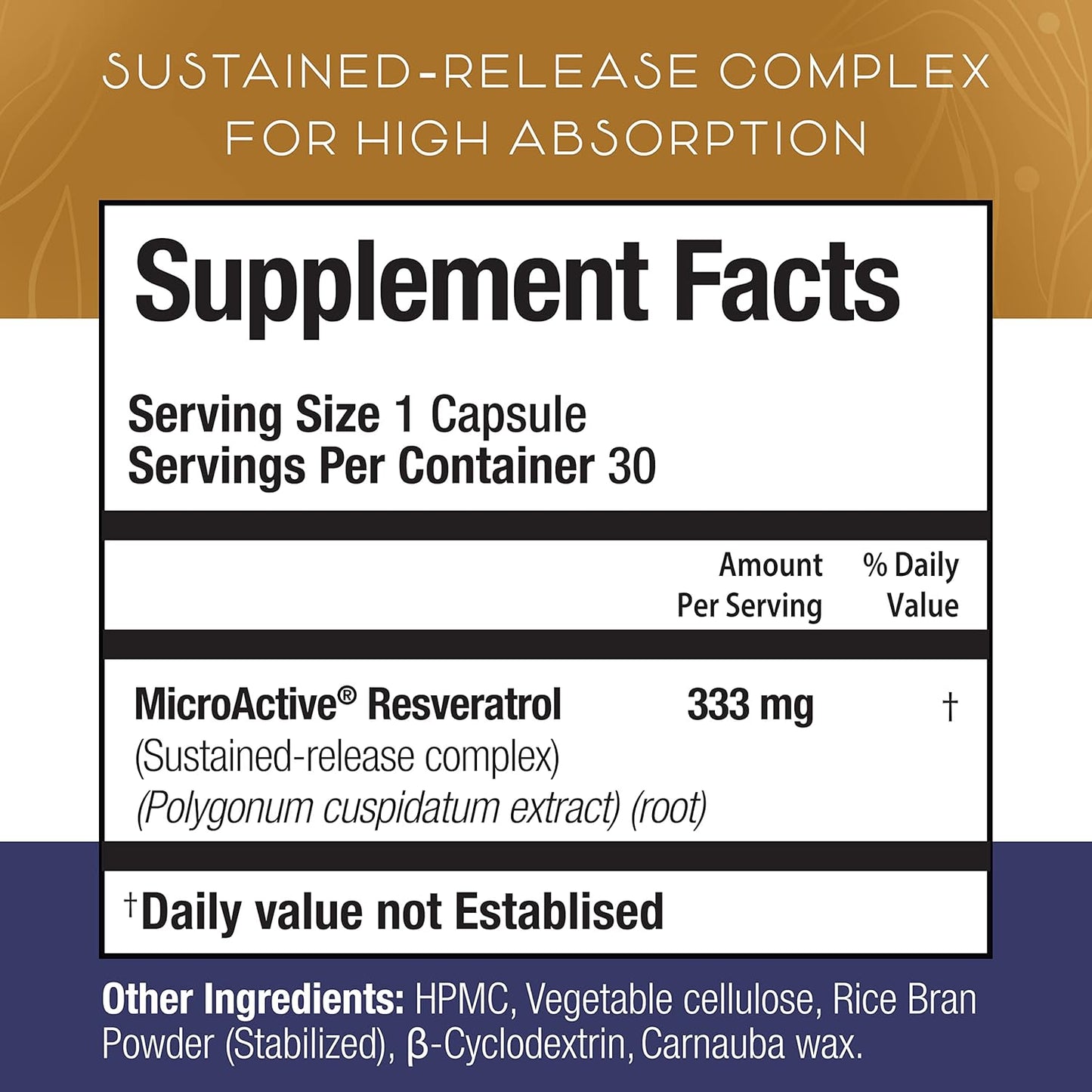 Long-Lasting Trans Resveratrol Capsules with Enhanced Bioavailability - NAD Resveratrol Supplement for Optimal Absorption