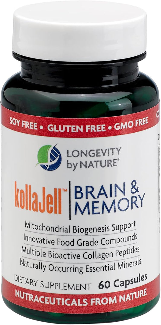 Longevity by Nature KollaJell 1000 mg - Focus and Memory Support Supplement, 60 Capsules