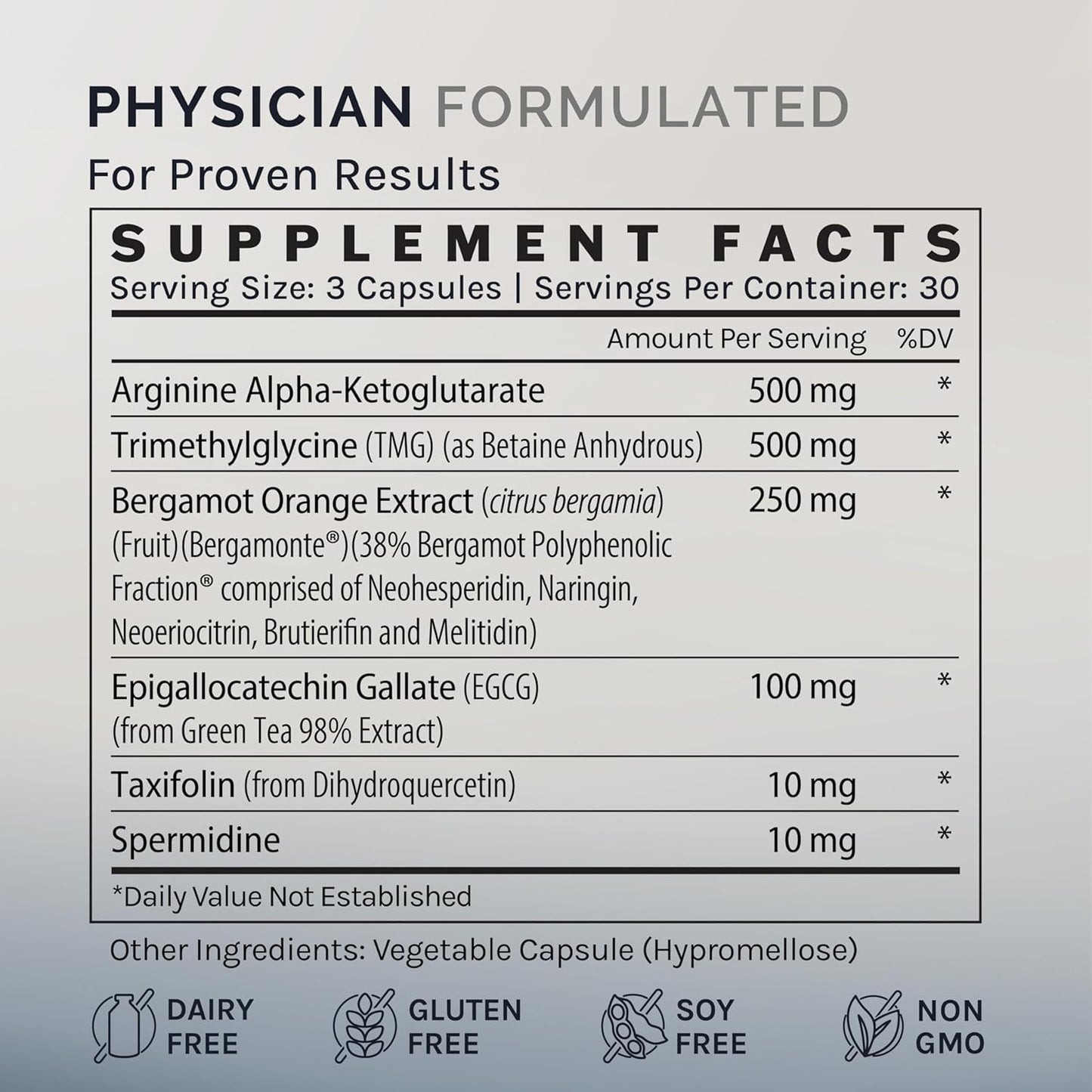 Longevity Support Dietary Supplement with AAKG, 90 Capsules for Healthspan Enhancement