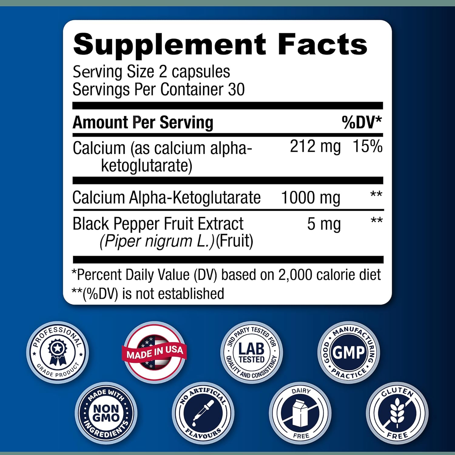 LongJuvity Labs Calcium AKG Supplement | 60 Enteric Coated Capsules, 1000mg Dose | Supports Healthy Aging Pathways | Independently Tested - BoostGo Australia