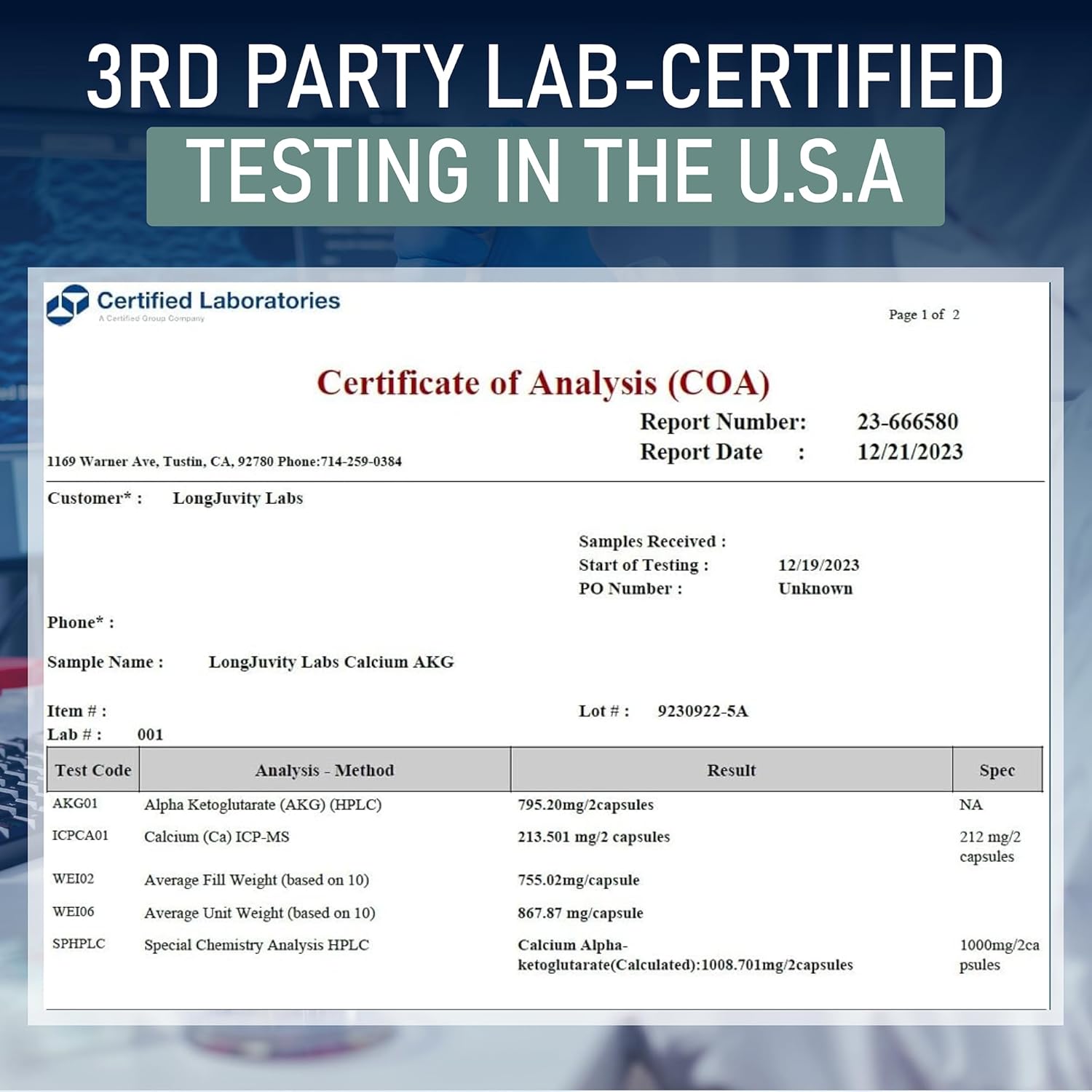 LongJuvity Labs Calcium AKG Supplement | 60 Enteric Coated Capsules, 1000mg Dose | Supports Healthy Aging Pathways | Independently Tested - BoostGo Australia