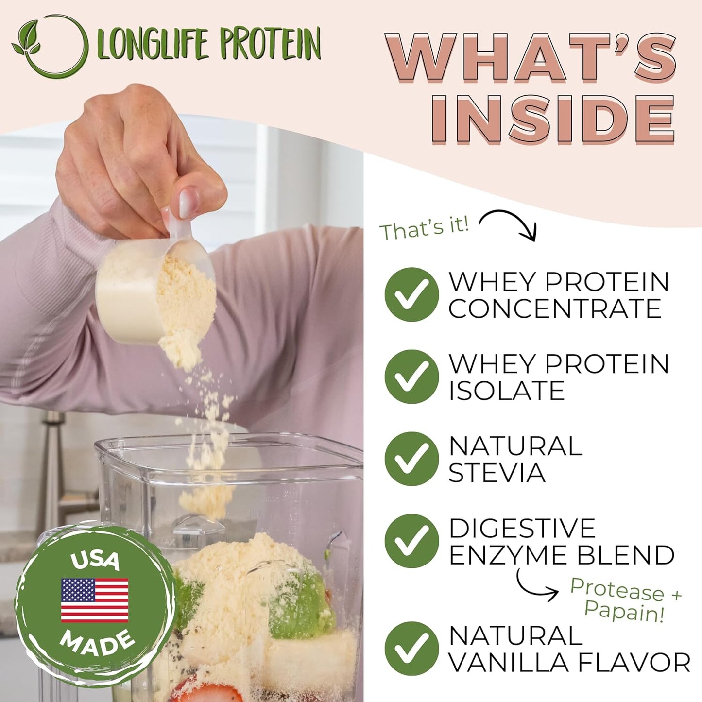 Longlife Protein Premium Vanilla Crème Whey Protein Powder - High-Quality Supplement for Muscle Growth and Recovery