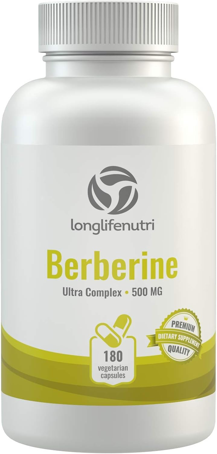 LongLifeNutri Berberine Plus Supplement 1000mg Per Serving - 180 Vegetarian Capsules - Made in USA - Berberis Aristata Extract