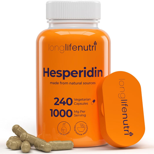LongLifeNutri Hesperidin Capsules - 1000mg, 240 Count - Cardiovascular Health & Immune Support - USA-Made - Antioxidant & Vascular Benefits