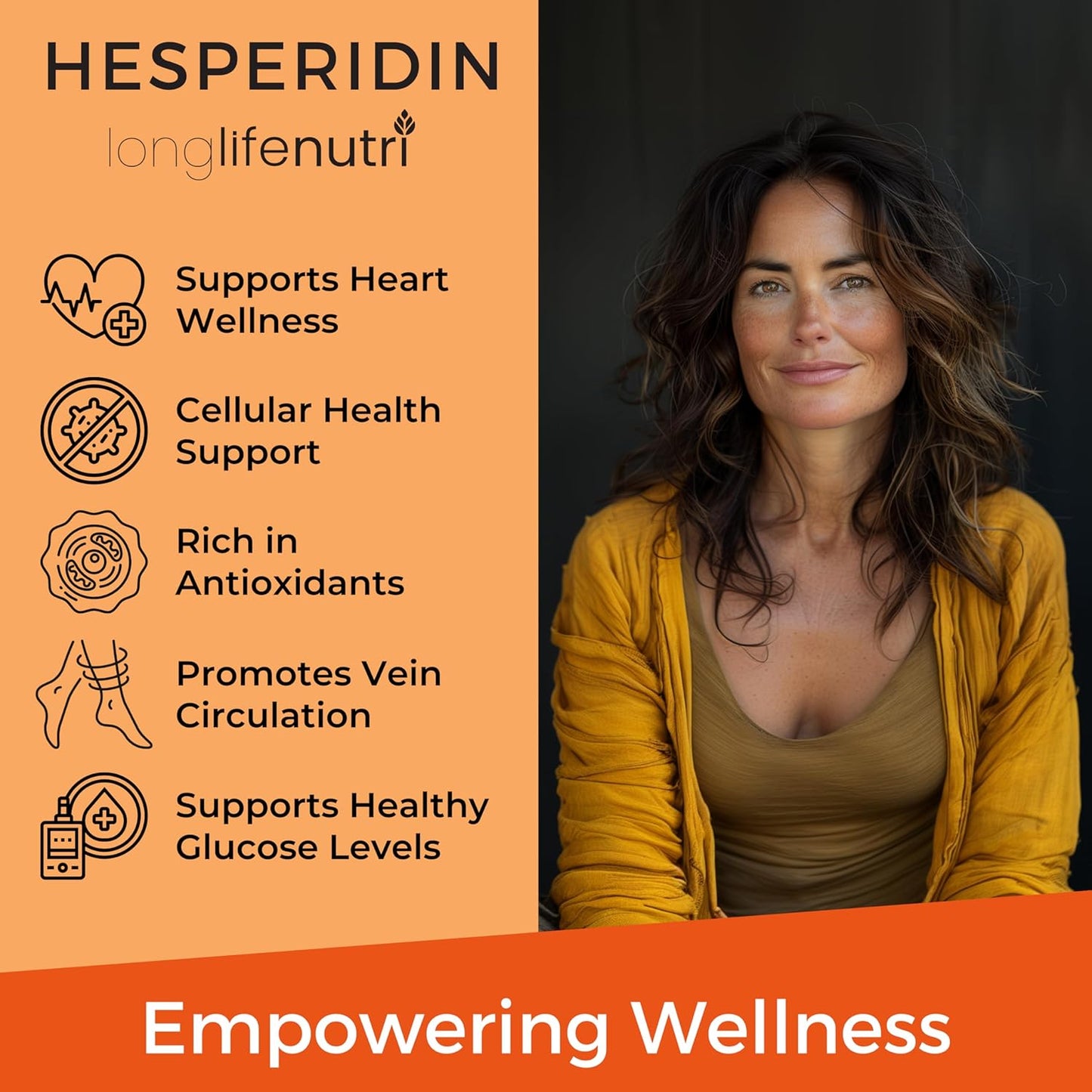LongLifeNutri Hesperidin Capsules - 1000mg, 240 Count - Cardiovascular Health & Immune Support - USA-Made - Antioxidant & Vascular Benefits