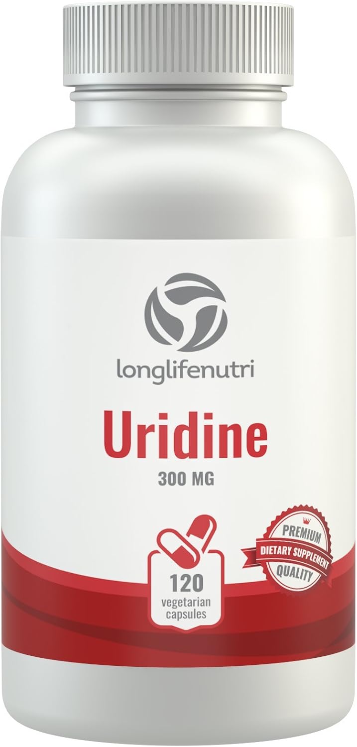 LongLifeNutri Uridine Monophosphate 300mg - 120 Veg Caps | USA-Made Brain & Memory Choline Enhancer | Supports Synapses Growth & Cognitive Health