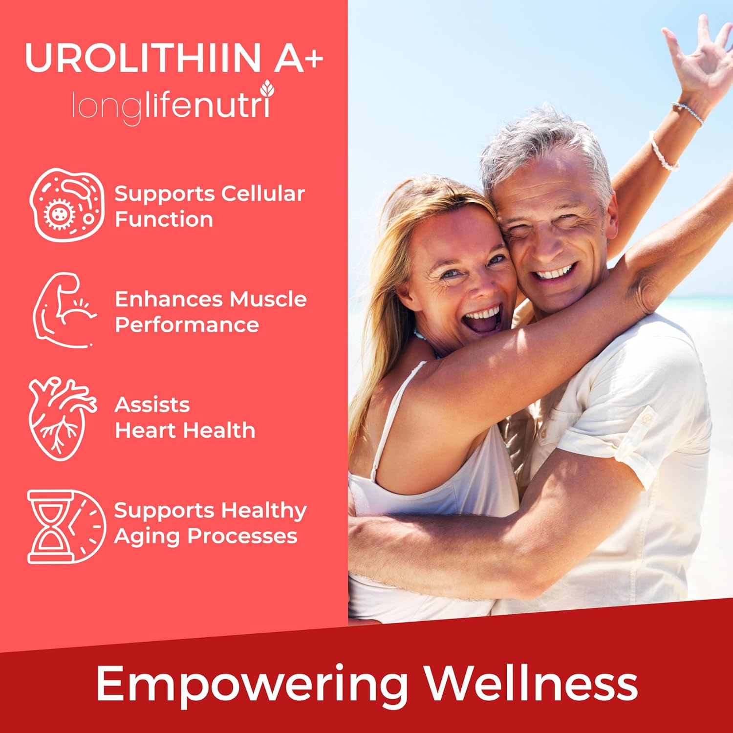 LongLifeNutri Urolithin A+ 1000mg Supplement - Advanced Formula for Healthy Aging, 120 Vegetarian Capsules - Pomegranate Extract, Organic - Made in USA - Lab Tested, 2-Month Supply - BoostGo Australia