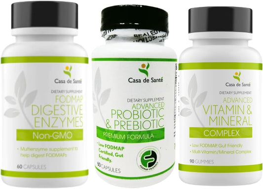 Low FODMAP Certified Bundle: Probiotic & Prebiotic Gummies with Digestive Enzymes & Advanced Vitamins
