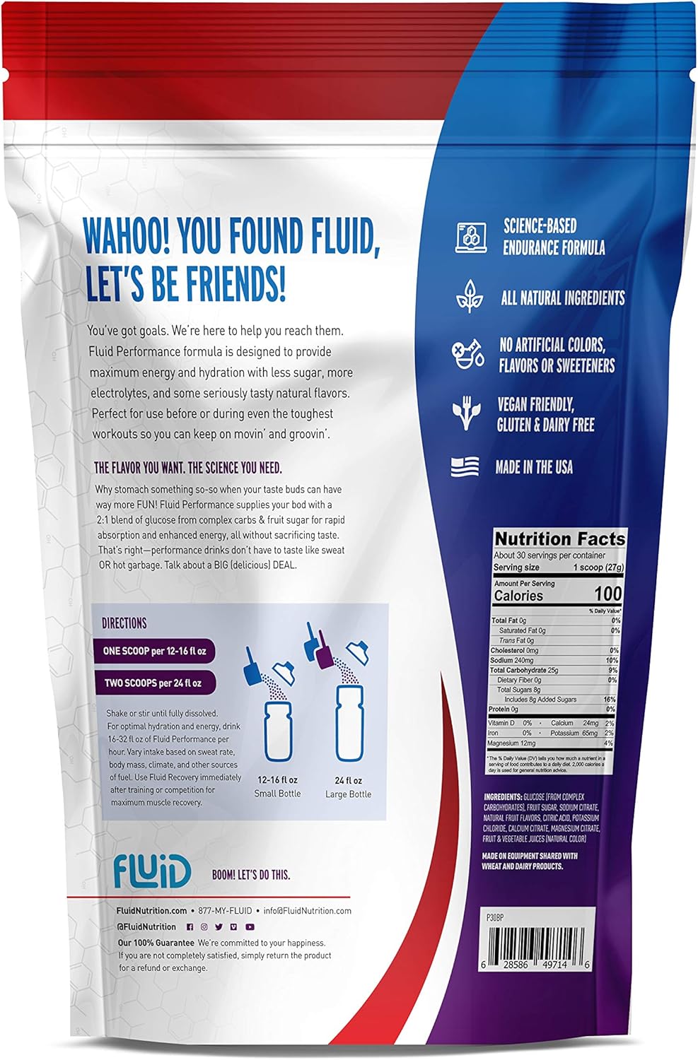 Low Sugar Blueberry Pomegranate Sports Drink Mix for Endurance with Electrolytes - All Natural, Gluten-Free, 30 Servings