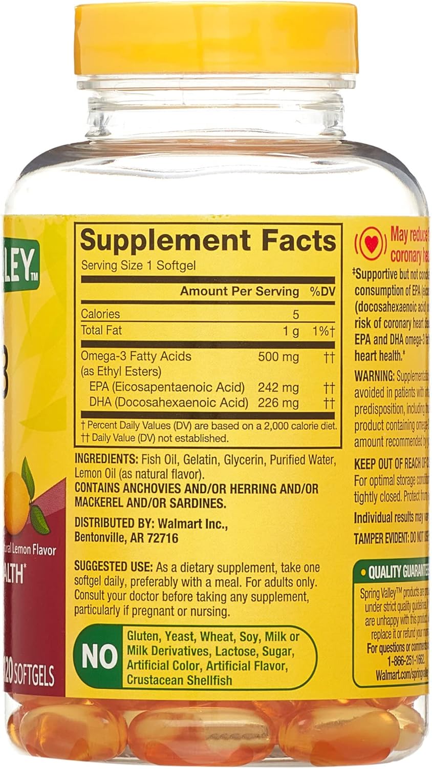 Lual's Omega-3 Fish Oil Bundle for Diabetes Management | 500mg Softgels | 120 Count Bottle | Omega-3 Fish Oil Supplements