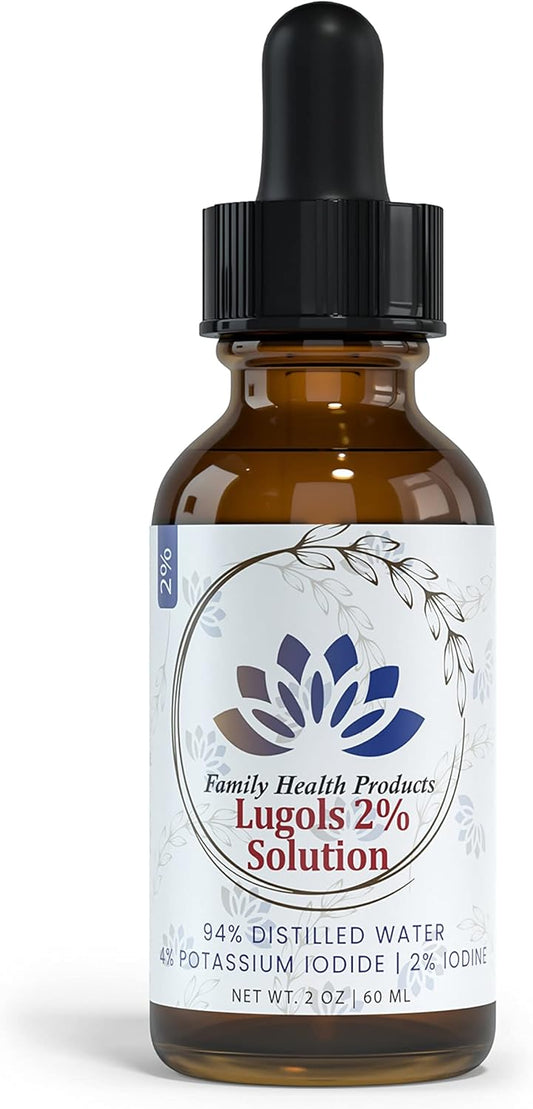 Lugols Iodine Solution 2% - Potassium Iodide Liquid Drops for Family Health - Red - 1 Pack