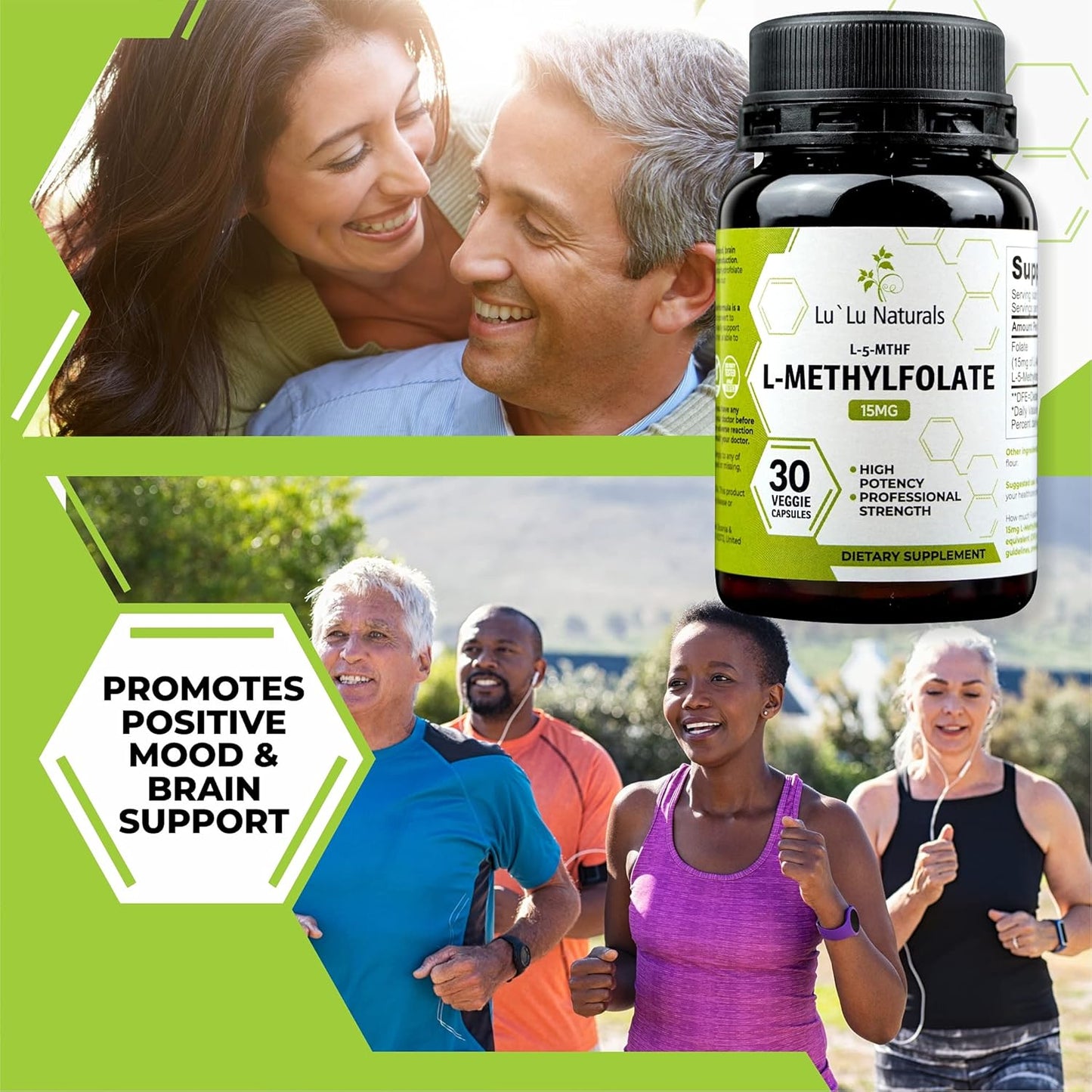 Lu'Lu Naturals L Methylfolate 15mg Capsules - High Potency Methyl Folate Supplement for Folic Acid Support