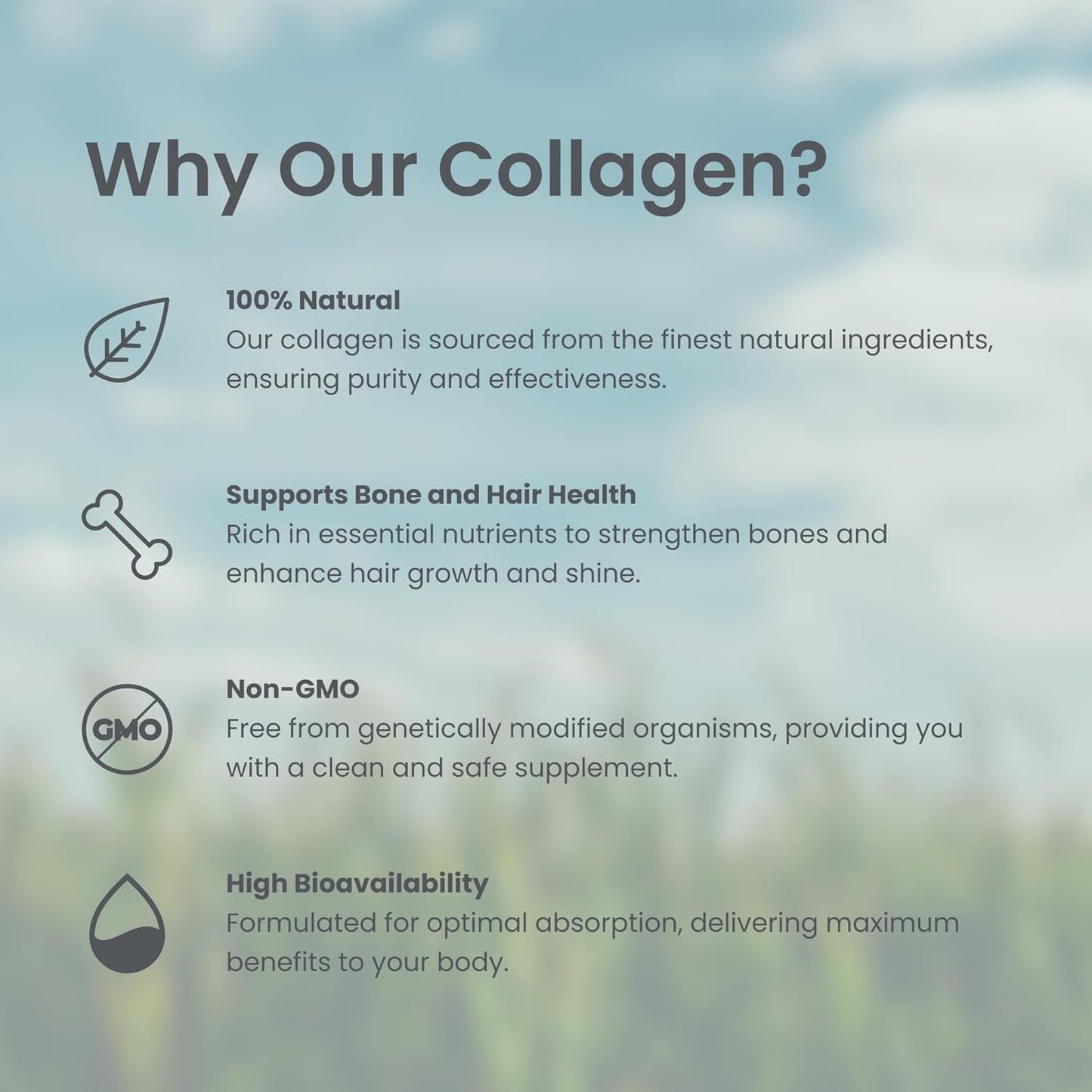 Luna Health Multi Collagen Protein Powder with Keratin, Vitamin C, Biotin, and Hyaluronic Acid for Anti-Aging, Hair Growth, and Joint Support - Non-GMO, Grass-Fed, Hormone-Free - 120g