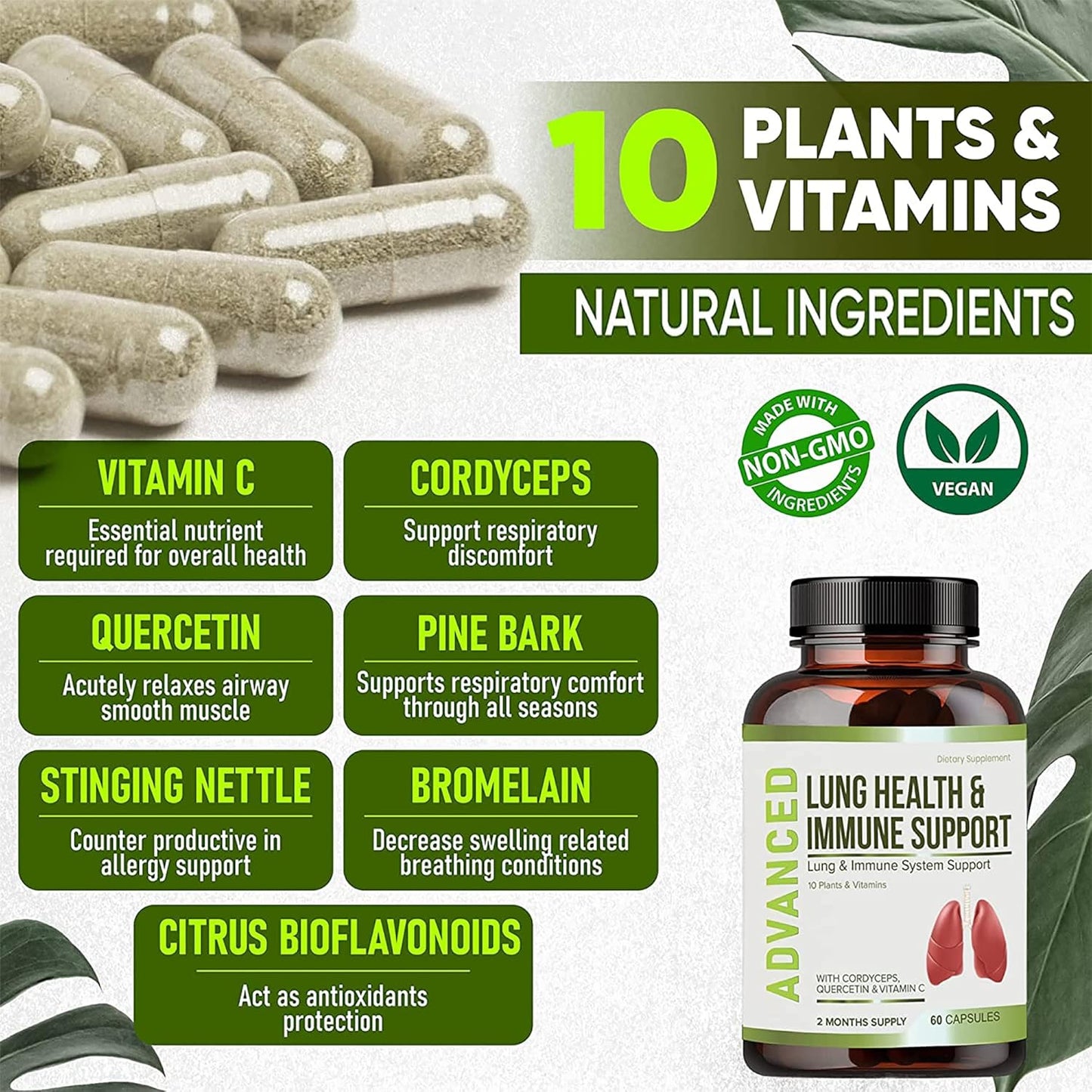 Lung Cleanse and Immune Support Supplement with Vitamins for Optimal Lung Health and Immunity