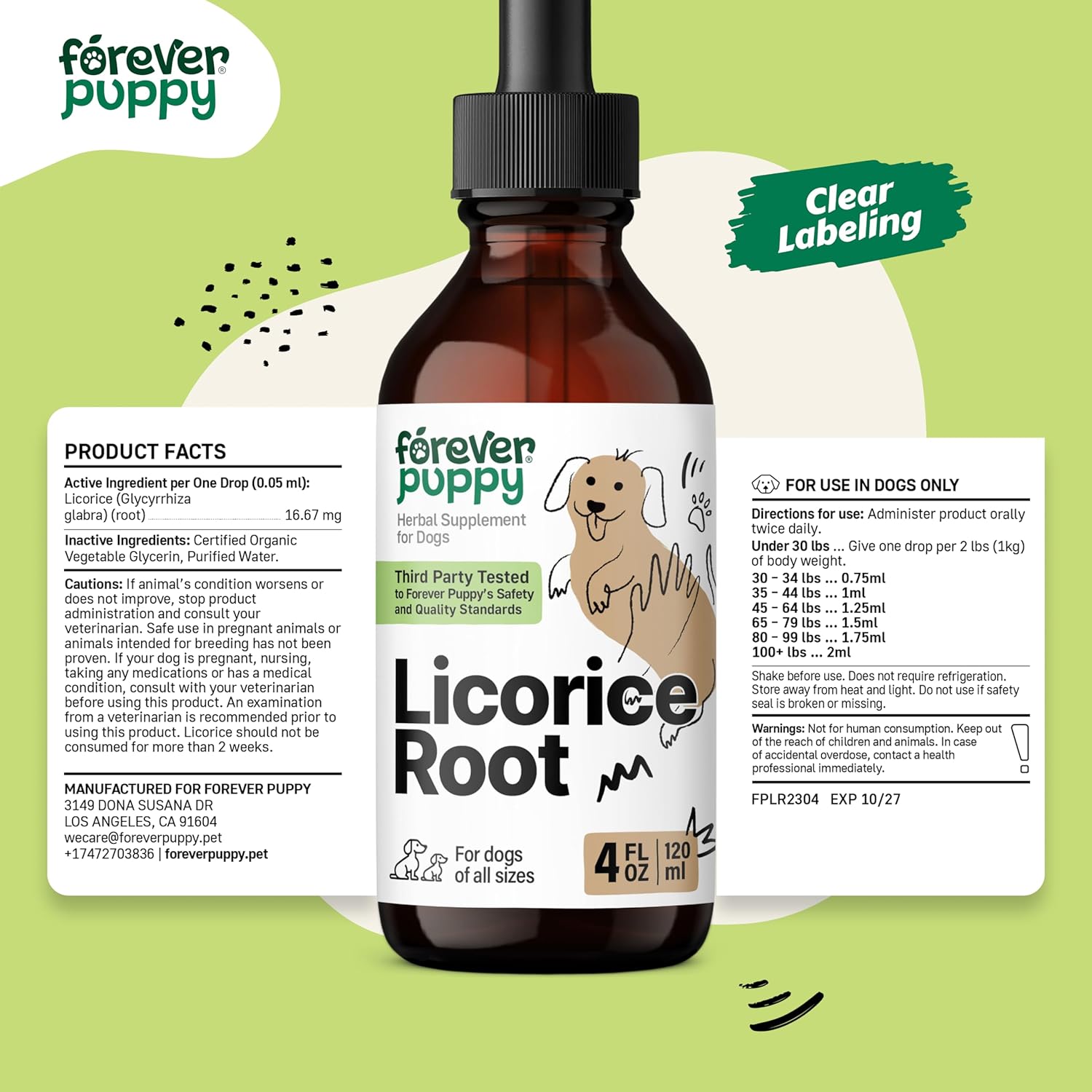 Lung Cleanse & Detox Drops for Dogs - Licorice Root Extract - Respiratory Health Supplement - 4 oz