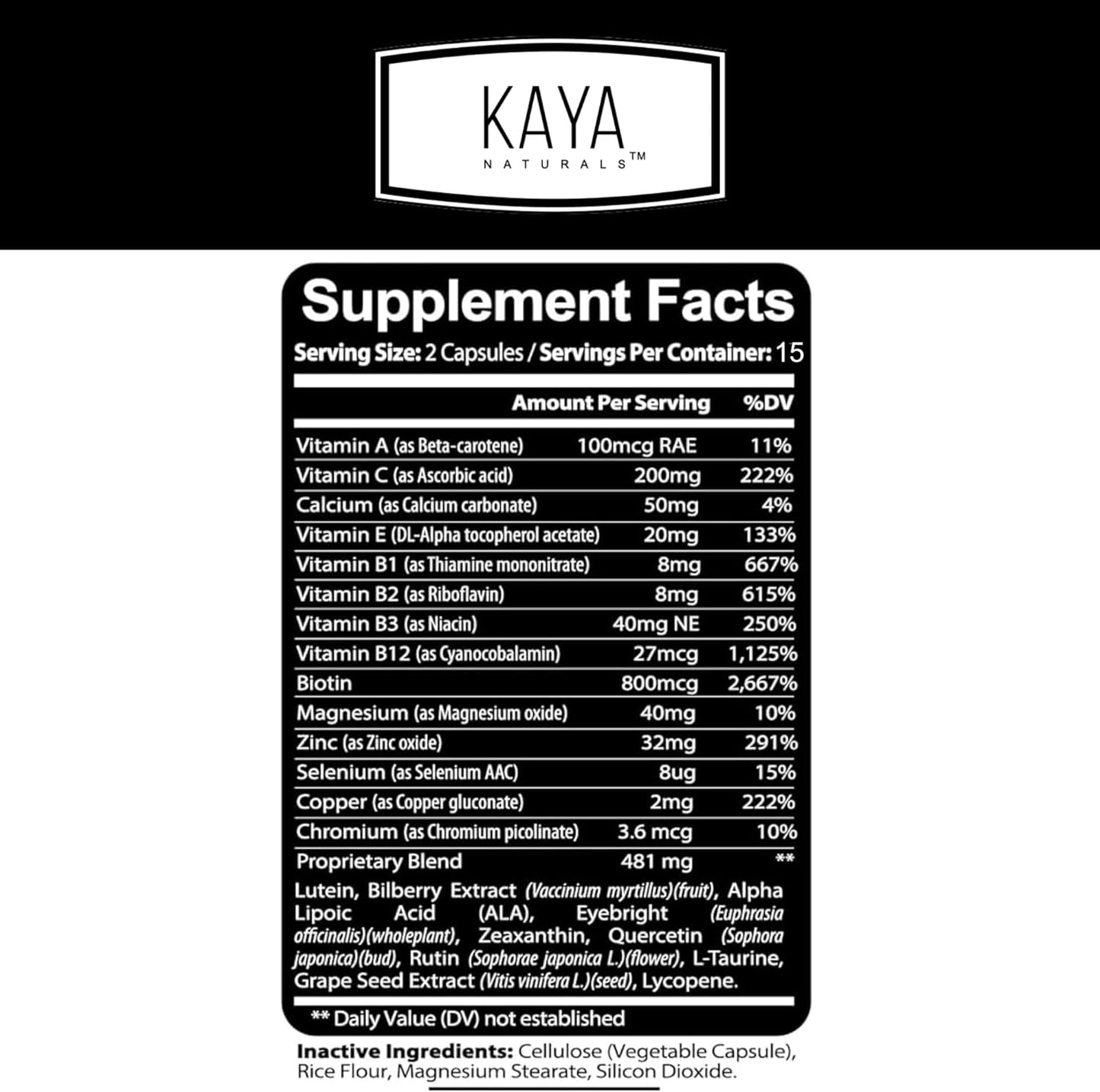 Lutein and Zeaxanthin Eye Health Supplement for Vision Support - 800 mg Vitamin Capsules - Reduce Eye Strain - 30 Count