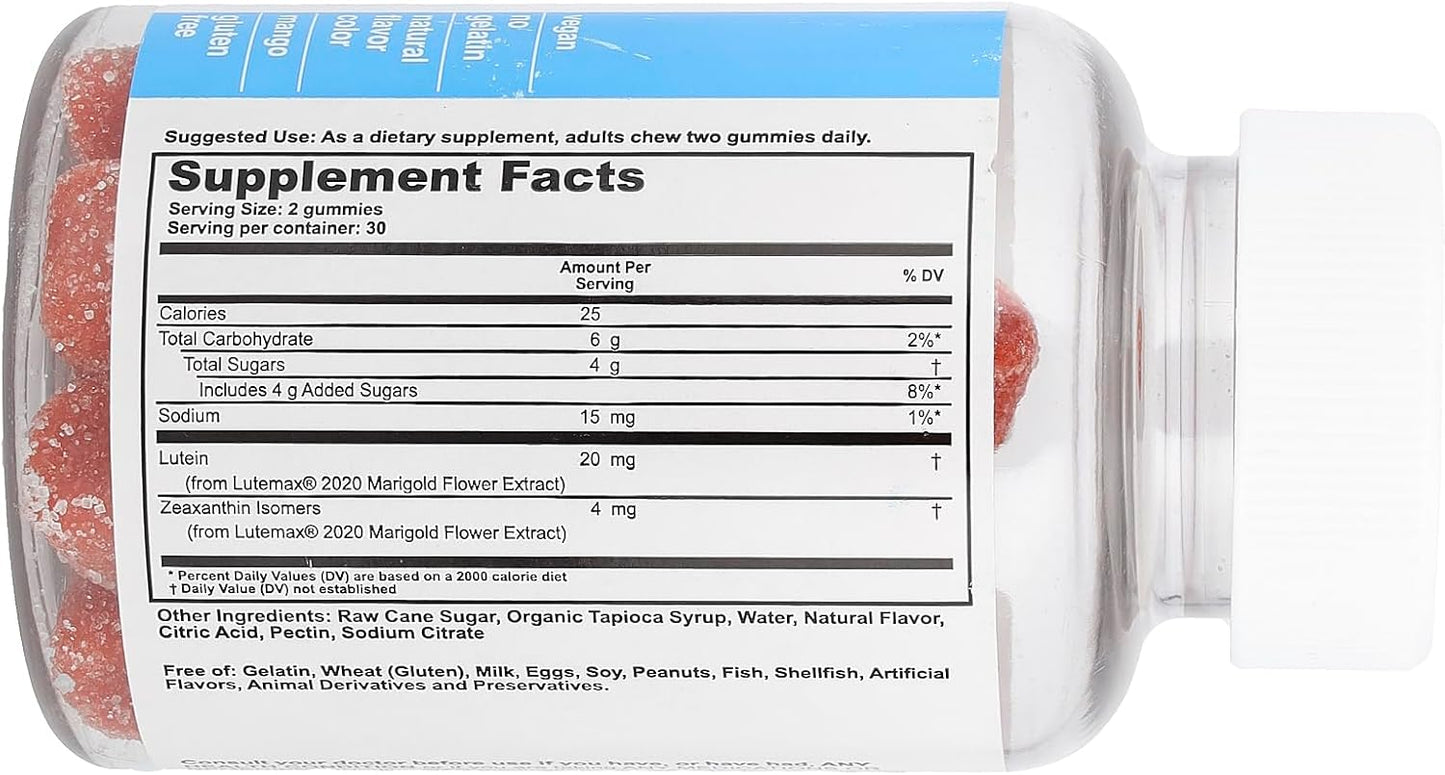 Lutein and Zeaxanthin Gummy Supplement with Natural Mango Flavor - 60 Count