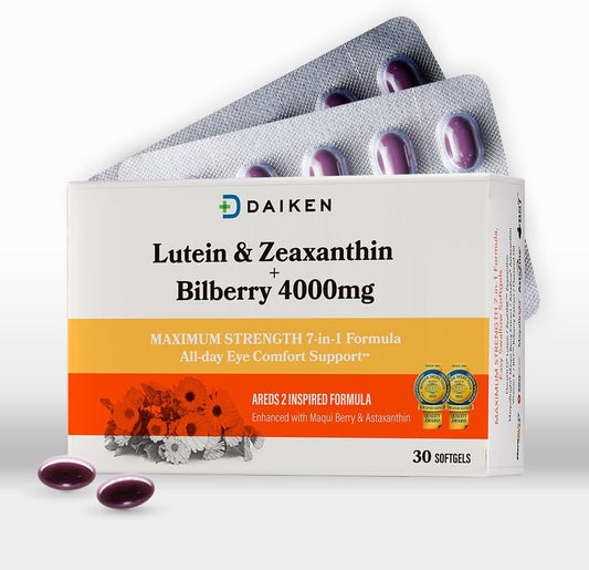 Lutein and Zeaxanthin Supplement with Astaxanthin, Maqui Berry, Bilberry, Flaxseed Oil, Vitamin E - 30 Softgels - Dry Eye Support