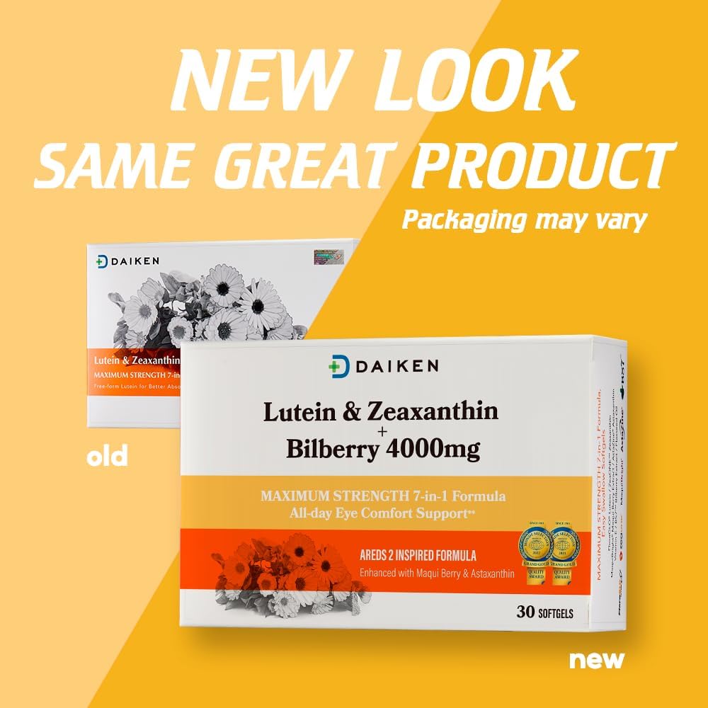 Lutein and Zeaxanthin Supplement with Astaxanthin, Maqui Berry, Bilberry, Flaxseed Oil, Vitamin E - 30 Softgels - Dry Eye Support